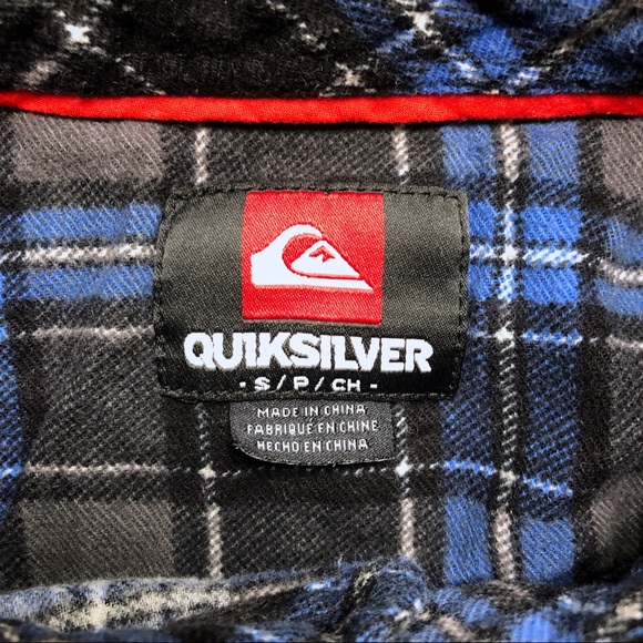 Quiksilver Shirt Blue Plaid Flannel Long Sleeve Button Up Mens Small Outdoor - Picture 3 of 4